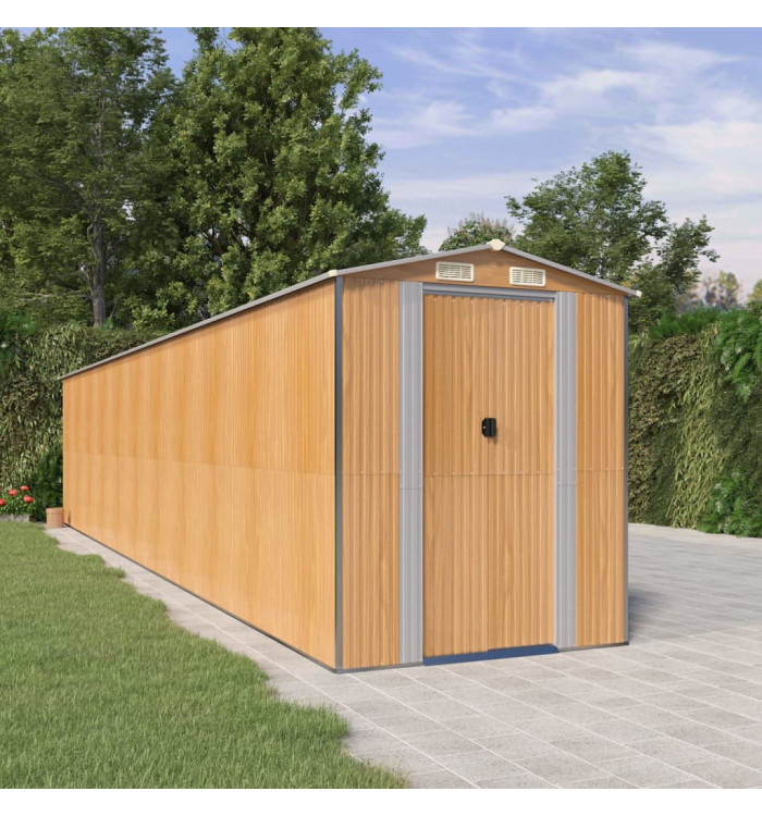 Abri de jardin Marron clair 192x938x223 cm Acier galvanisé | Mobilier & Déco
