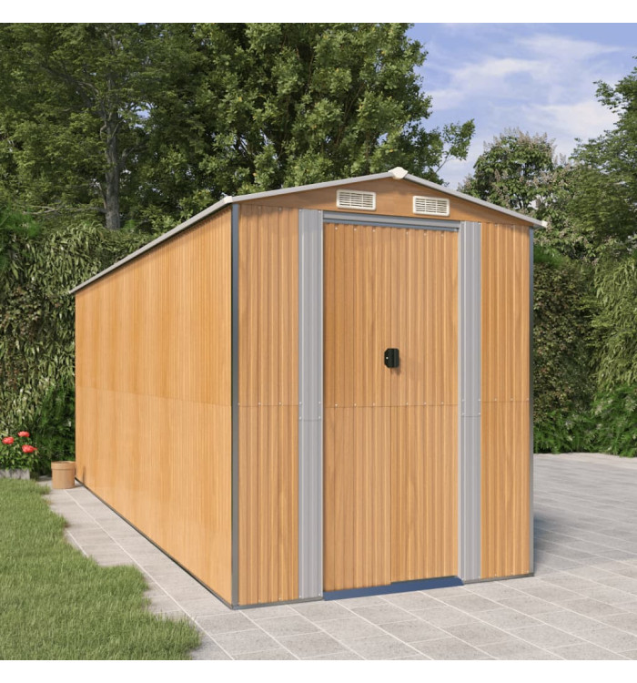Abri de jardin Marron clair 192x523x223 cm Acier galvanisé | Mobilier & Déco