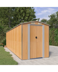 Abri de jardin Marron clair 192x689x223 cm Acier galvanisé | Mobilier & Déco