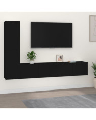 Ensemble de meubles TV 4 pcs Noir Bois d'ingénierie | Mobilier & Déco
