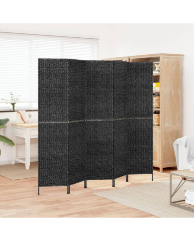Cloison de séparation 5 panneaux noir 205x180cm hyacinthe d'eau | Mobilier & Déco