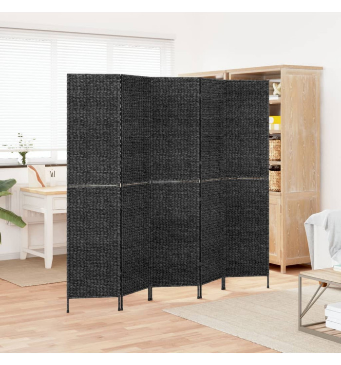 Cloison de séparation 5 panneaux noir 205x180cm hyacinthe d'eau | Mobilier & Déco