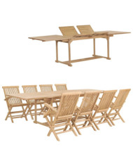 Ensemble à manger de jardin 9 pcs 180-280x100x75 cm Teck massif | Mobilier & Déco