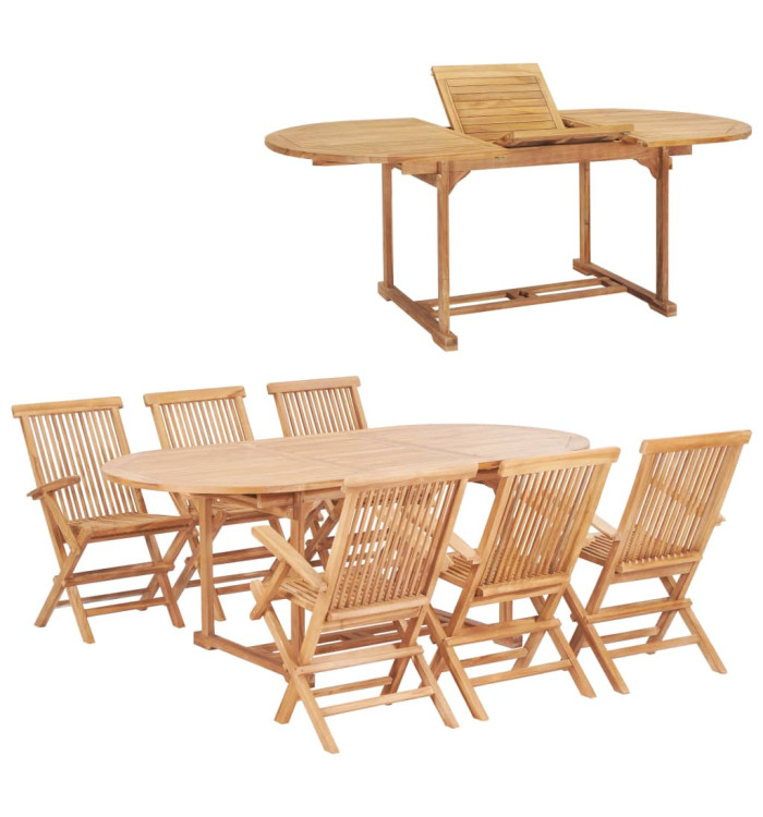 Ensemble à manger d'extérieur 7pcs 150-200x100x75cm Teck massif | Mobilier & Déco