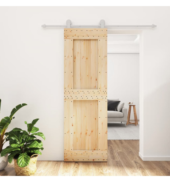 Porte coulissante et kit de quincaillerie 70x210 cm pin massif | Mobilier & Déco