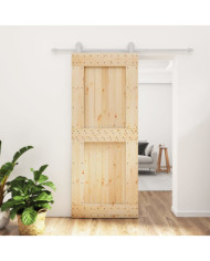 Porte coulissante et kit de quincaillerie 85x210 cm pin massif | Mobilier & Déco