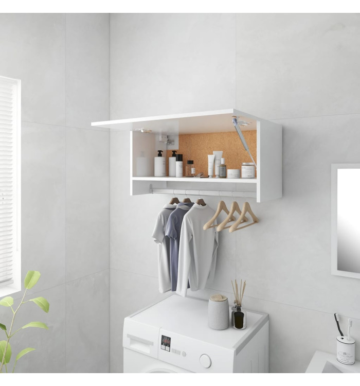 Garde-robe blanc brillant 70x32,5x35 cm bois d'ingénierie | Mobilier & Déco