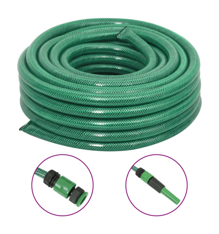 Tuyau d'arrosage avec jeu de raccords vert 0,75" 10 m PVC | Mobilier & Déco
