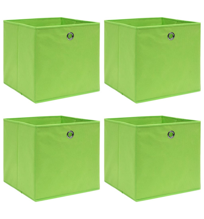 Boîtes de rangement 4 pcs Vert 32x32x32 cm Tissu | Mobilier & Déco