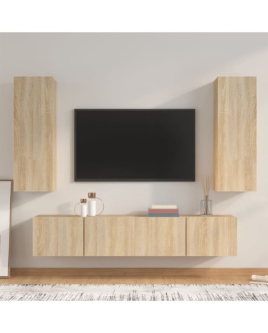 Ensemble de meubles TV 4 pcs Chêne sonoma Bois d'ingénierie | Mobilier & Déco