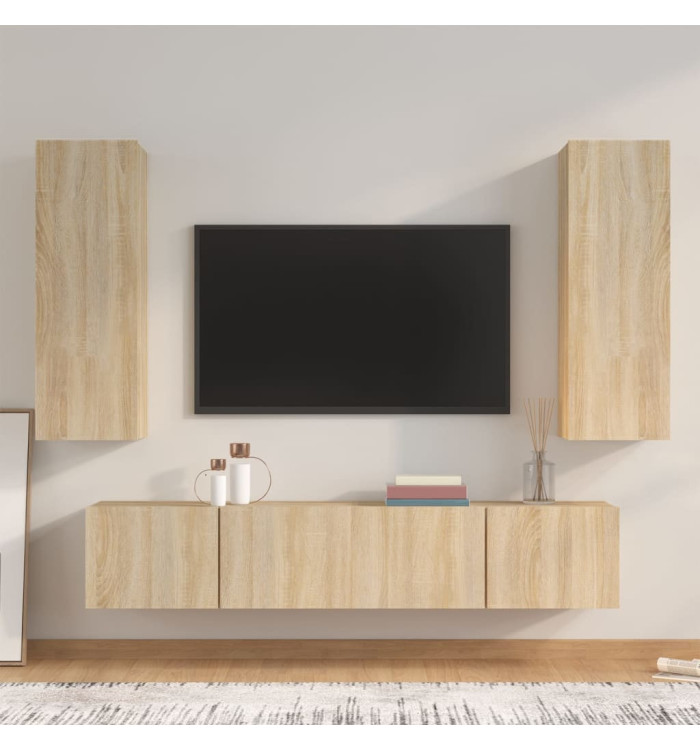 Ensemble de meubles TV 4 pcs Chêne sonoma Bois d'ingénierie | Mobilier & Déco