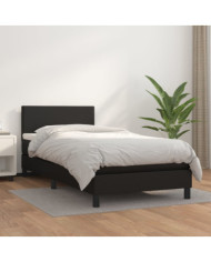 Sommier à lattes de lit avec matelas Noir 90x200 cm Similicuir | Mobilier & Déco