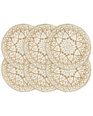Napperons 6 pcs Blanc 38 cm Rond Jute | Mobilier & Déco