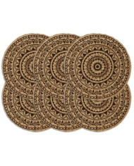Napperons 6 pcs Marron foncé 38 cm Rond Jute | Mobilier & Déco