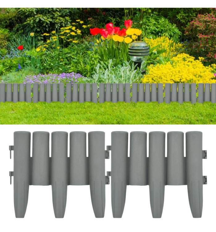 Bordures de pelouse 36 pcs Gris 10 m PP | Mobilier & Déco