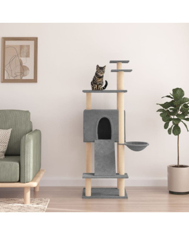 Arbre à chat avec griffoirs en sisal Gris clair 153 cm | Mobilier & Déco