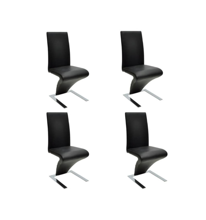 Chaises à manger lot de 4 noir similicuir | Mobilier & Déco
