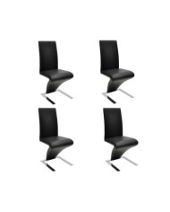Chaises à manger lot de 4 noir similicuir | Mobilier & Déco