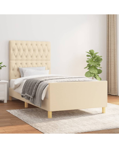 Cadre de lit sans matelas crème 90x190 cm tissu | Mobilier & Déco