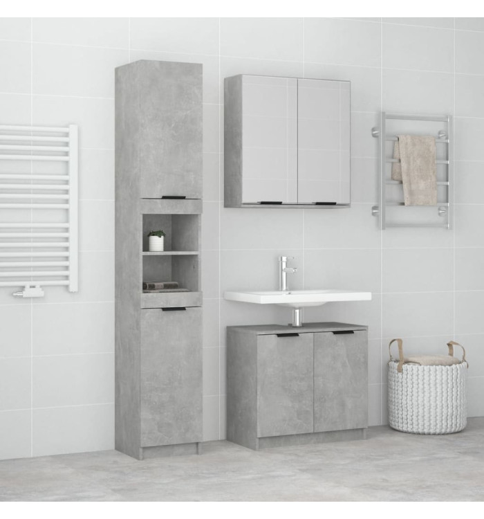 Ensemble d'armoires de salle de bain 3 pcs gris béton | Mobilier & Déco