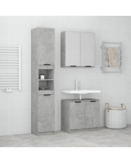Ensemble d'armoires de salle de bain 3 pcs gris béton | Mobilier & Déco