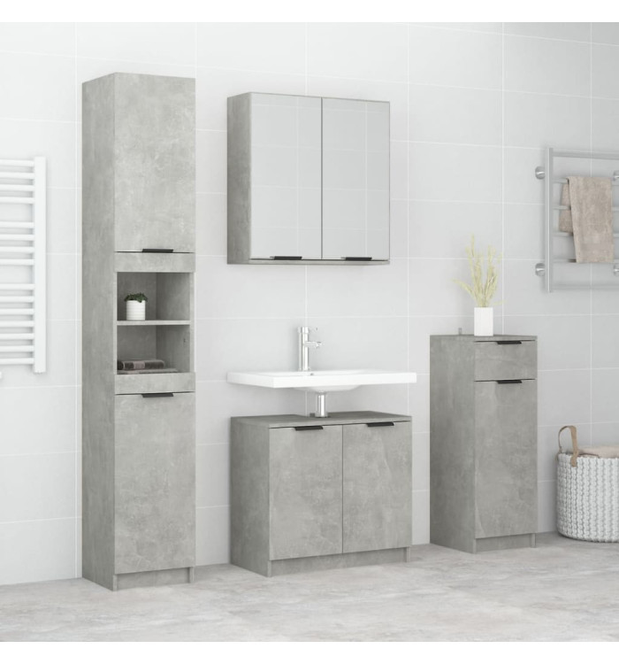 Meubles de salle de bain 4 pcs Gris béton Bois d'ingénierie | Mobilier & Déco
