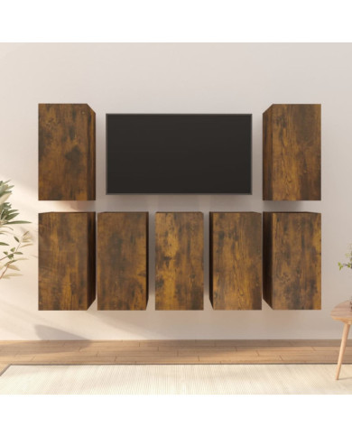 Meubles TV 7 pcs Chêne fumé 30,5x30x60 cm Bois d'ingénierie | Mobilier & Déco
