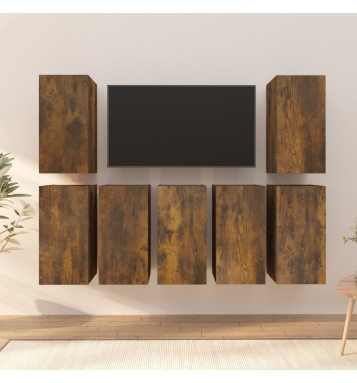 Meubles TV 7 pcs Chêne fumé 30,5x30x60 cm Bois d'ingénierie | Mobilier & Déco