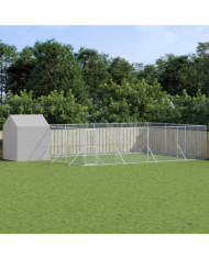 Chenil d'extérieur pour chiens avec toit argenté 10x6x2,5 m | Mobilier & Déco