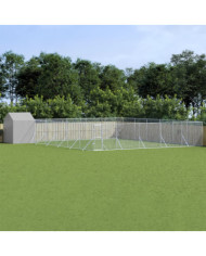 Chenil d'extérieur pour chiens avec toit argenté 12x12x2,5 m | Mobilier & Déco