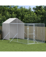 Chenil d'extérieur pour chiens avec toit argenté 2x6x2,5 m | Mobilier & Déco