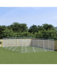 Chenil d'extérieur pour chiens argenté 6x10x2 m acier galvanisé | Mobilier & Déco