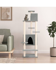 Arbre à chat avec griffoirs en sisal Gris clair 154 cm | Mobilier & Déco
