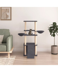 Arbre à chat avec griffoirs en sisal gris foncé 133 cm | Mobilier & Déco