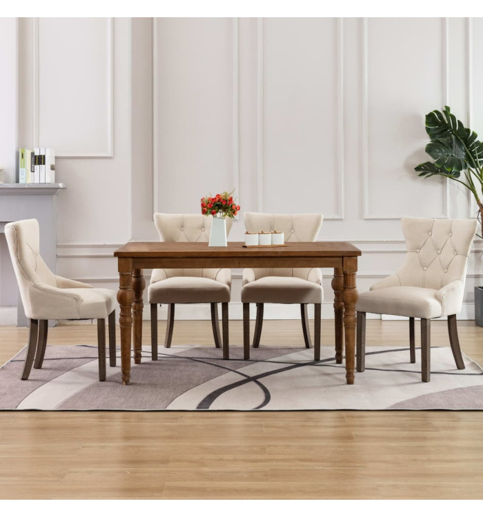 Chaises à manger lot de 4 beige tissu | Mobilier & Déco