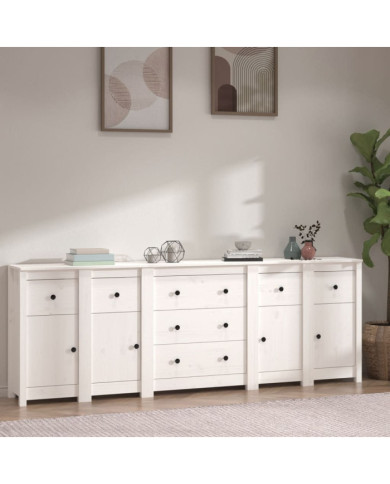 Buffet Blanc 230x35x80 cm Bois massif de pin | Mobilier & Déco