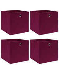 Boîtes de rangement 4 pcs Rouge foncé 32x32x32 cm Tissu | Mobilier & Déco