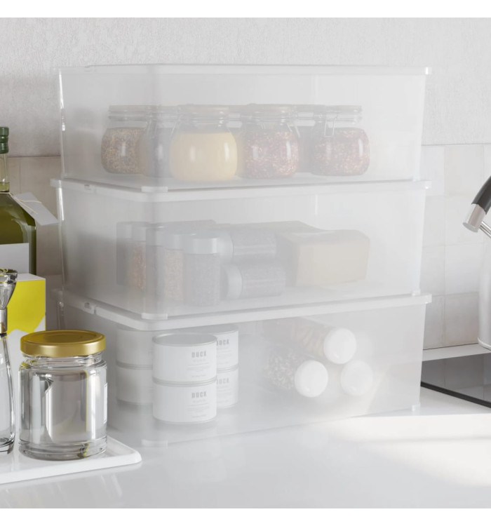 Boîtes de rangement en plastique 3 pcs 10 L empilables | Mobilier & Déco