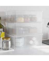 Boîtes de rangement en plastique 3 pcs 10 L empilables | Mobilier & Déco