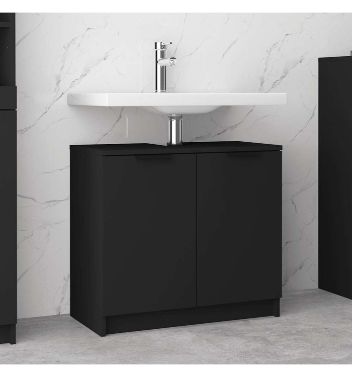 Armoire de salle de bain Noir 64,5x33,5x59 cm Bois d'ingénierie | Mobilier & Déco