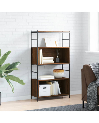 Bibliothèque chêne brun 80x30x145,5 cm bois d'ingénierie et fer | Mobilier & Déco