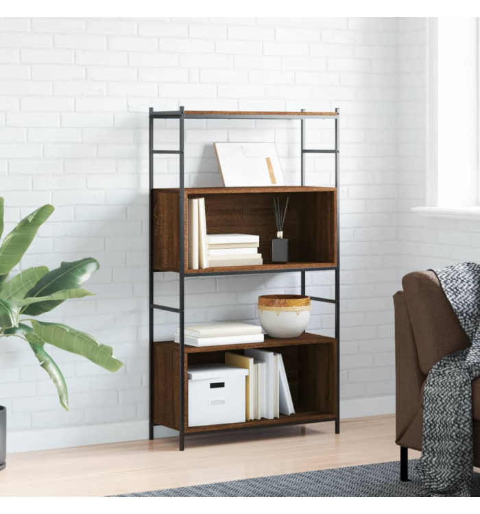 Bibliothèque chêne brun 80x30x145,5 cm bois d'ingénierie et fer | Mobilier & Déco