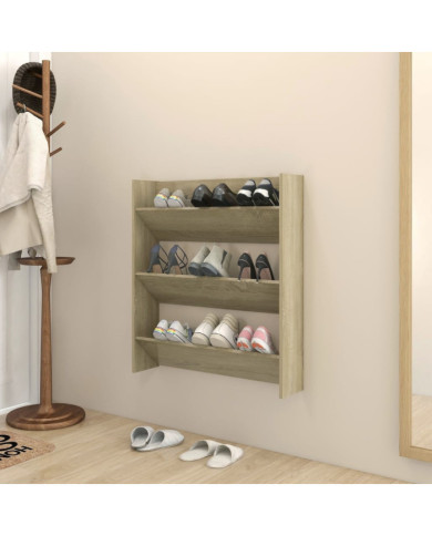 Armoire à chaussures murale chêne Sonoma bois d'ingénierie | Mobilier & Déco