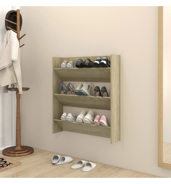 Armoire à chaussures murale chêne Sonoma bois d'ingénierie | Mobilier & Déco