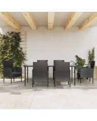 Ensemble à manger de jardin 7 pcs noir résine tressée et acier | Mobilier & Déco