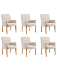 Chaises à manger avec accoudoirs lot de 6 beige tissu | Mobilier & Déco