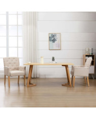 Chaise à manger avec accoudoirs Beige Tissu | Mobilier & Déco