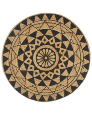 Tapis fait à la main Jute avec imprimé noir 150 cm | Mobilier & Déco