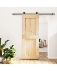 Porte coulissante et kit de quincaillerie 80x210 cm pin massif | Mobilier & Déco