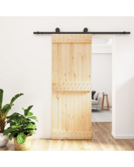 Porte coulissante et kit de quincaillerie 80x210 cm pin massif | Mobilier & Déco